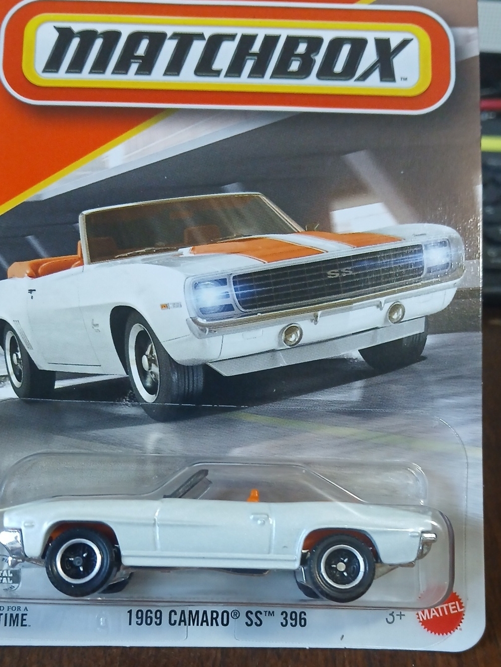 Matchbox 1969 Camaro SS 396 Toy Car - White with Orange Accents